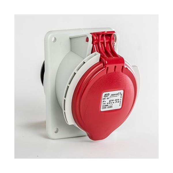 BASE EMPOTRAR INCLINADA IP44 3P+T 380/415V 32A 6h DE COLOR ROJO