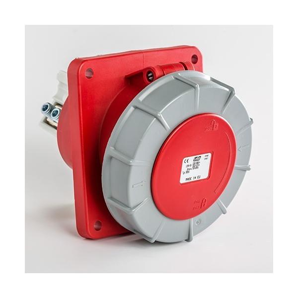 BASE EMPOTRAR INCLINADA IP66-IP67 3P+N+T 200/346 240/415V 125A 6h DE COLOR ROJO