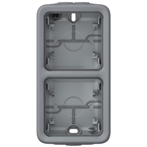 CAJA SUPERFICIE VERTICAL PLEXO 2 ELEMENTOS CON CONOS GRIS