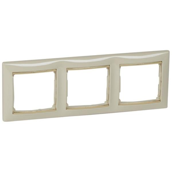 PLACA 3 ELEMENTOS HORIZONTAL MARFIL/ORO