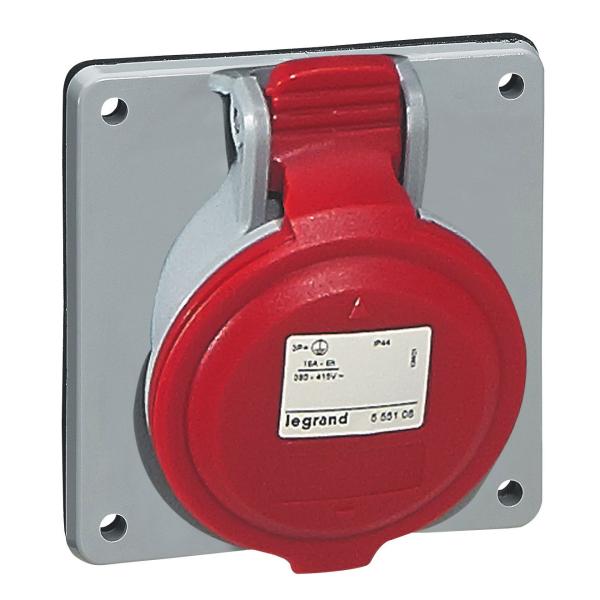 Bases para cuadros entreejes unificado P17 PRO. 3P+T, 32A, IP44. Rojo