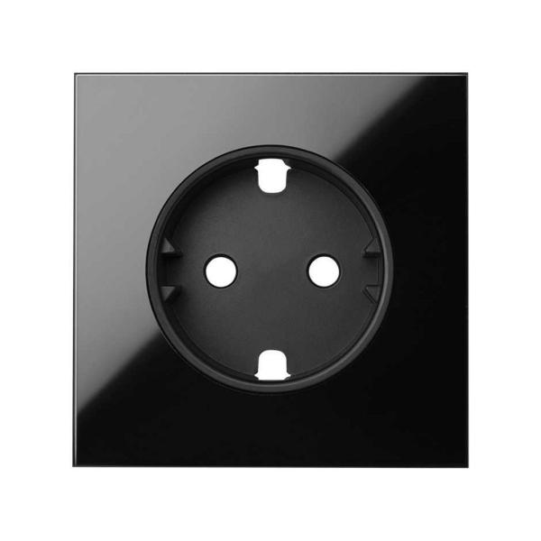 TAPA SIMON 100 PARA BASE ENCHUFE SCHUKO NEGRO BRILLANTE