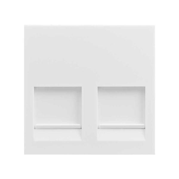 Placa de voz y datos plana con guardapolvo para 2 conectores RJ45 con clipaje Keystone® I y II blanco Simon 400