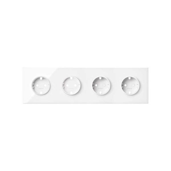 Kit front para 4 elementos con 4 bases enchufe schuko blanco brillante Simon 100