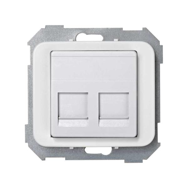 Placa v&d plana cg para 2 RJ45 AMP