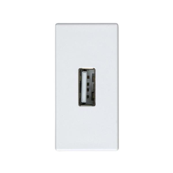 CONECTOR SIMON 27 PLAY CON TAPA USB H MDULO ESTRECHO BLANCO