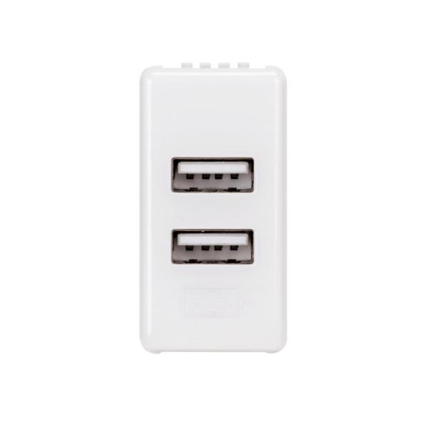 ALIMENTADOR USB DOBLE 1 MDULO EN BLANCO