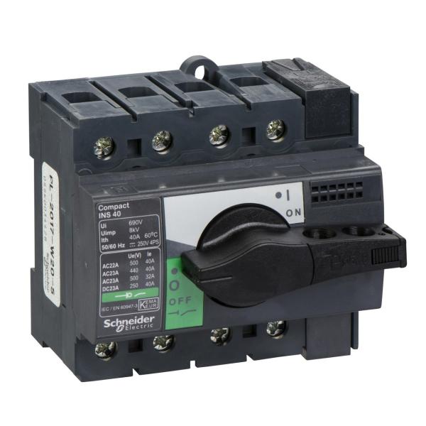 INTERRUPTOR / SECCIONADOR COMPACT 40A 4P EMPOTRABLE NEGRO