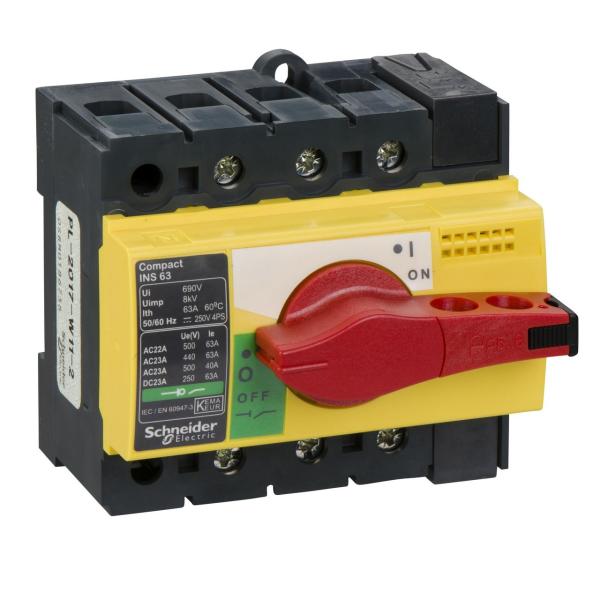 INTERRUPTOR / SECCIONADOR COMPACT 63A 3P EMPOTRABLE ROJO