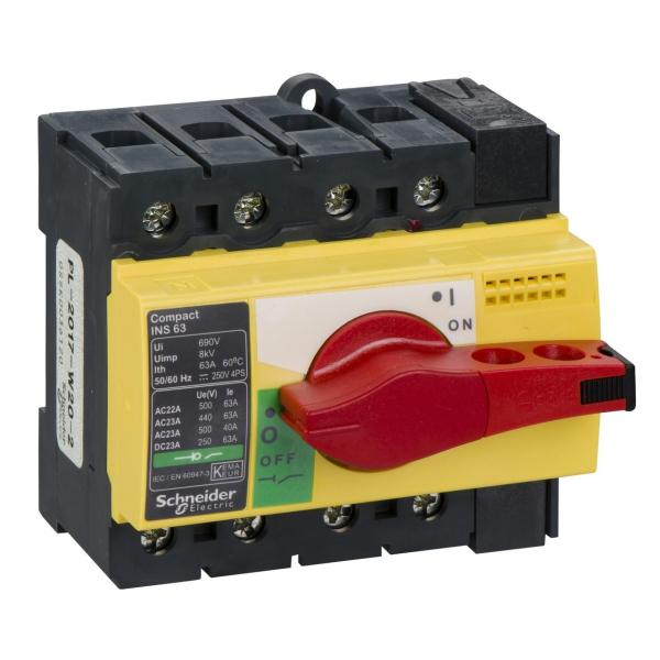 INTERRUPTOR / SECCIONADOR COMPACT 63A 4P EMPOTRABLE ROJO