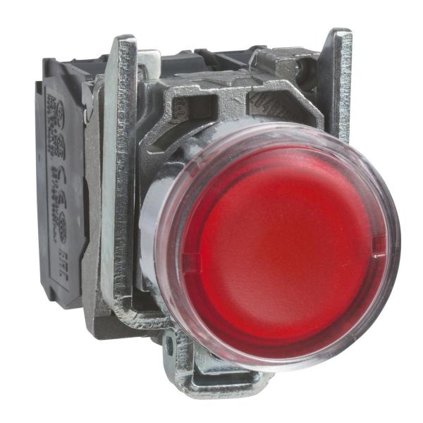 PULSADOR LUMINOSO RASANTE DIMETRO 22 230-240V ROJO EMBELLECEDOR METLICO