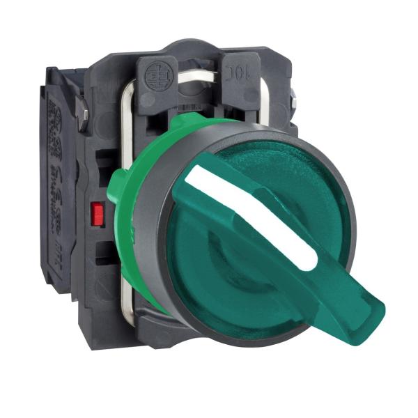 SELECTOR CON LED DIMETRO 22 230-240V MANETA VERDE EMBELLECEDOR PLSTICO