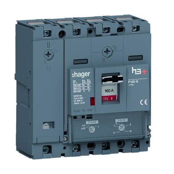 INTERRUPTOR AUTOMTICO CAJA MOLDEADA h3+ P160 4P4D N0-100% 160A 40kA REL TM