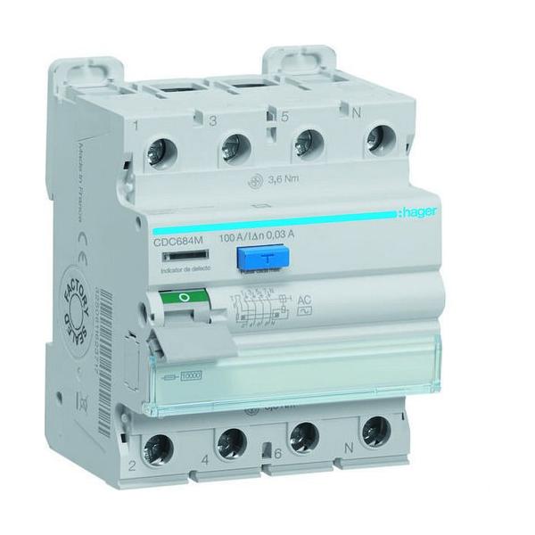 INTERRUPTOR DIFERENCIAL TIPO AC 4P 100A 30mA