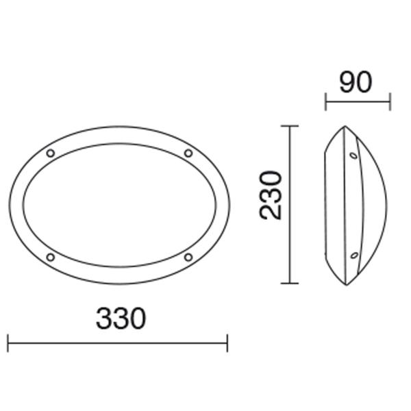 APLIQUE TEIA OVAL IP66 E27 23W BLANCO