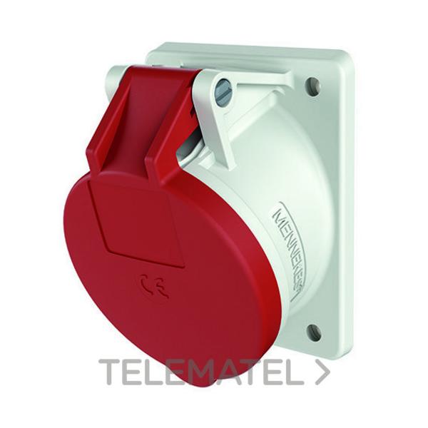 BASE ENCHUFE SEMIEMPOTRABLE 16A 5P 6H 400V IP44, ROJO