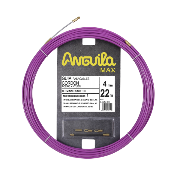 PASACABLES ANGUILA MAX 4mm ACERO / NYLON 22m LILA