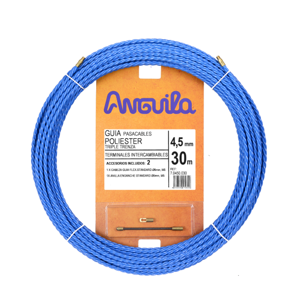 PASACABLES POLIÉSTER TRIPLE TRENZA DIÁMETRO 4,5mm 30m AZUL