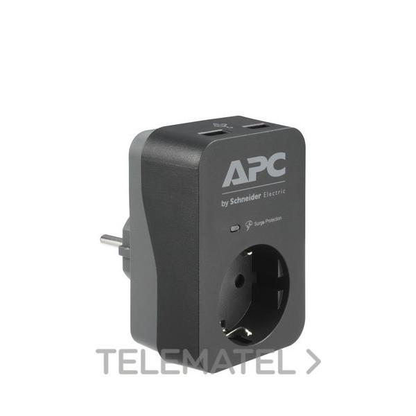 REGLETA APC ESSENTIAL SURGEARREST 1 OUTLET 2 USB PORTS BLACK 230V GERMANY