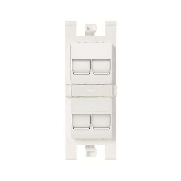 SOPORTE CONECTORES INFORMTICA 4 VENTANAS CON PERSIANA BLANCO