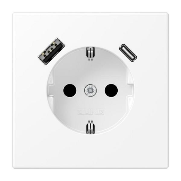 ENCHUFE SCHUKO CON USB TIPO AC SERIE LS BLANCO MATE