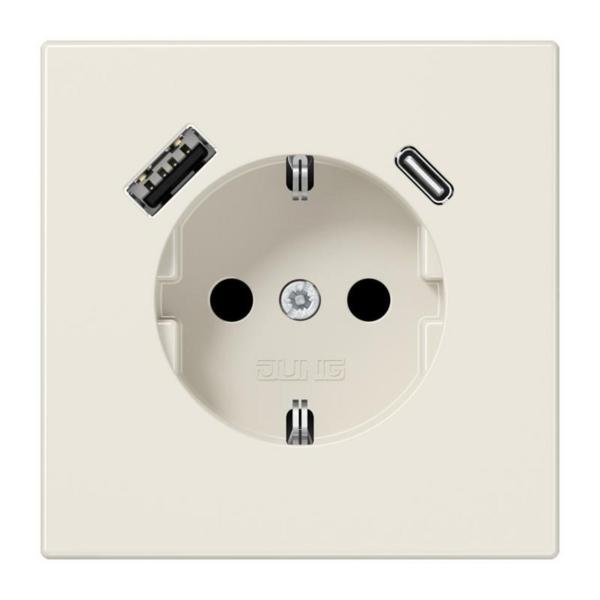 ENCHUFE SCHUKO CON USB TIPO AC SERIE LS BLANCO