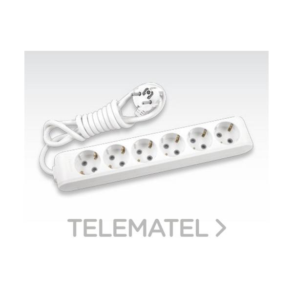 REGLETA X-TENDIA 6xtoma DE CORRIENTE 2 POLOS+TIERRA 16A 250V CABLE 1,5m BLANCO