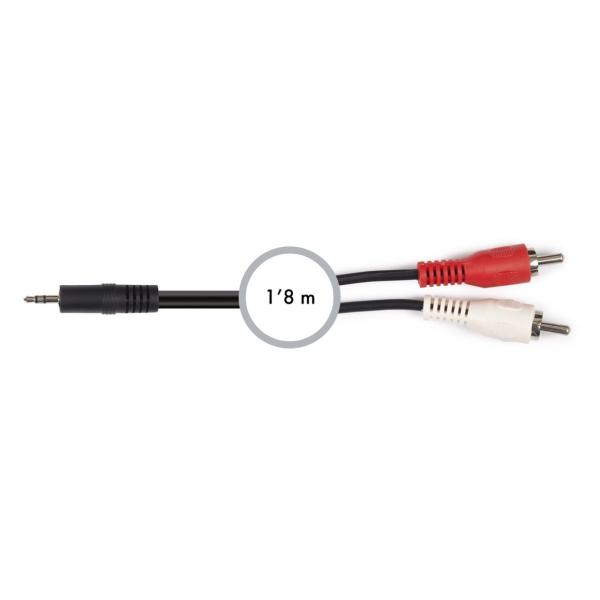 CONEXIN JACK 3,5mm ESTREO 2 RCA MACHO-MACHO 1,8m