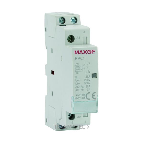 CONTACTOR MODULAR ALPHA+ (1 MDULO DIN) 2P (2 NO) 25A 230V AC