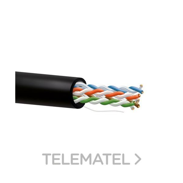 CABLE Cat5E U/UTP BC 24AWG 100Mhz PE-FR-UV EXTERIOR NEGRO (CARRETE EN CAJA 305m)