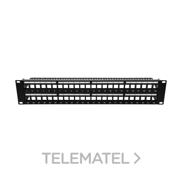 PANEL DE PARCHEO 19" VACIO PARA FTP 48 PUERTOS 2U BASTIDOR TRASERO ETIQUETA