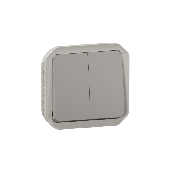 CONMUTADOR DOBLE PLEXO MODULAR, 10AX, GRIS